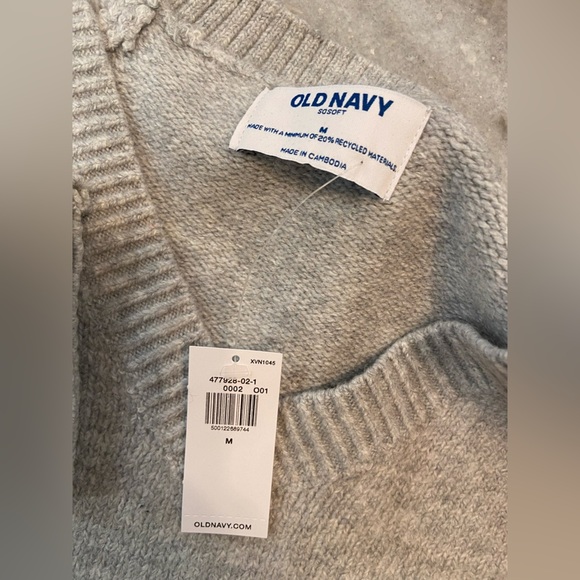NWT Old Navy Size M Gray So Soft V Neck Long Sleeve Pullover Sweater Mini Dress - Picture 12 of 12